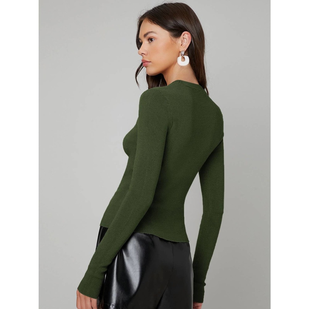Solid Slim Sweater fitted minimalist grey beige - Picture 6 of 12